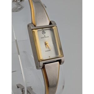 Anne Klein Diamond Watch Women 16mm‎ Case Silver 6.75" Band 10/4874- New Battery